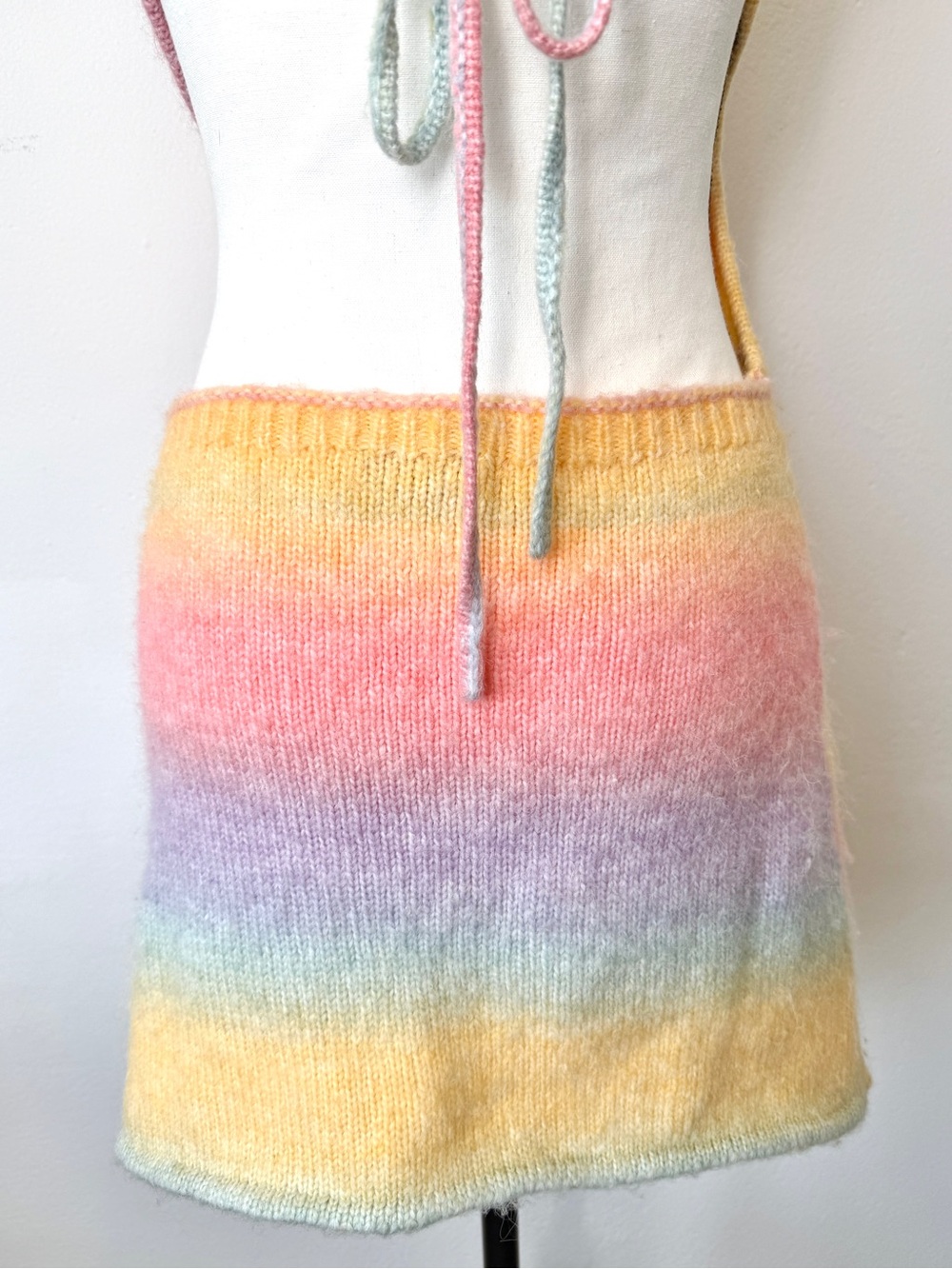 Frankies Bikinis Debbie Knit Dress Cotton Candy Pastel Rainbow Halter Mini Small - Picture 9 of 11